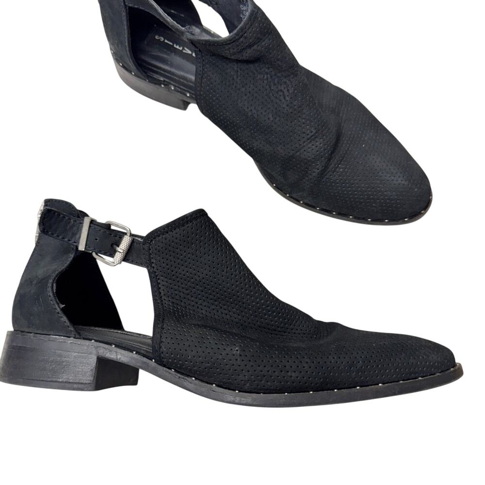 Steven Steve Madden Black Suede Leather Ankle Boots Studded Womens 11 Moto Goth